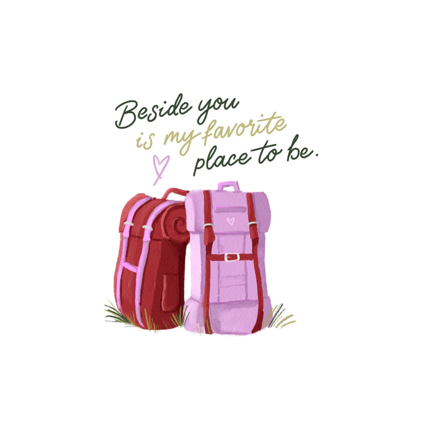 (6-Pack) Romantic Love Card – You and Me Sitting in a Tree Hiking Card