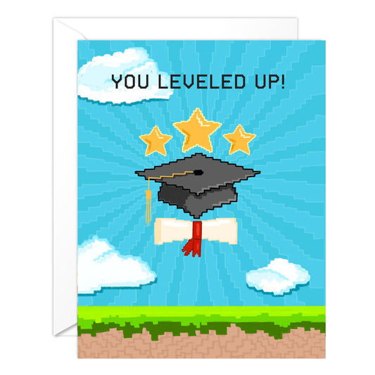(6-Pack) Graduation Card for Gamers – You Leveled Up Video Game Card