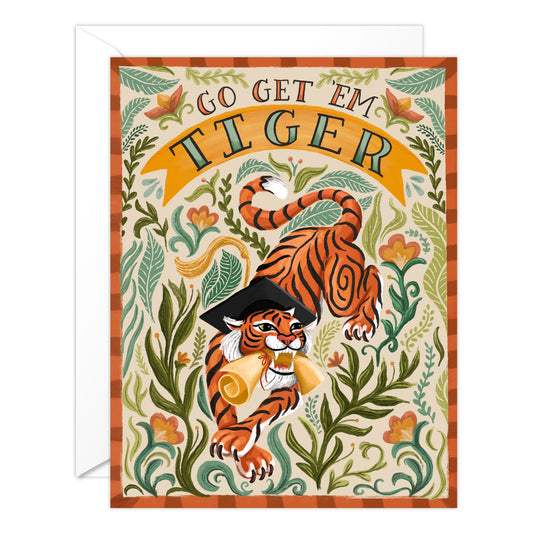(6-Pack) Tiger Graduation Card - Go Get 'Em Tiger