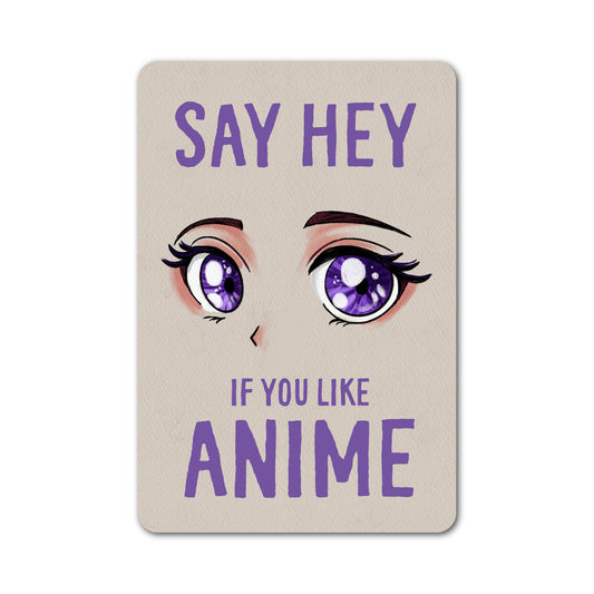 Say hey if you like anime sticker featuring illustrated anime-style eyes.