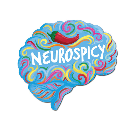 (6-Pack) Neurospicy Brain Sticker | Funny Neurodivergent ADHD & Autism Vinyl Sticker