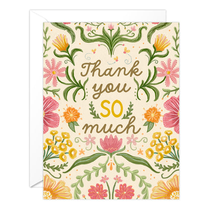 (6-Pack) Floral Thank You Card - Symmetrical Flowers
